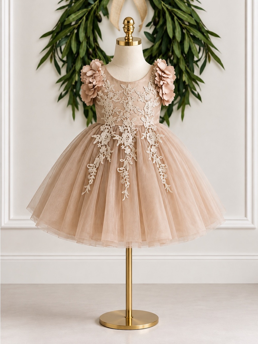 Trish Scully Child Fairy Dress Champagne Gold Tulle 7 Formal Princess
